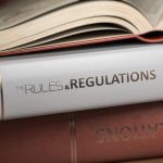 Rules and regulations book. Law, rules and regulations concept. 3d illustration